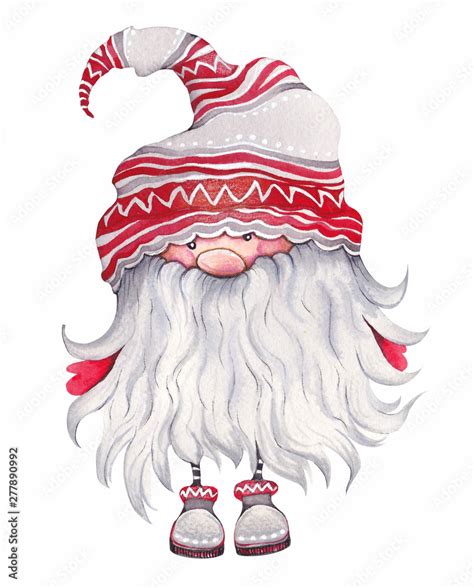 Christmas Cartoon Elf Scandinavian Dwarf Nisser Tomte Tonttu Or