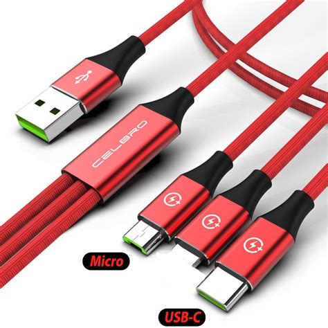 3 2 In 1 Usb C Micro Usb Cable Android Microusb Charger Cable Kabel