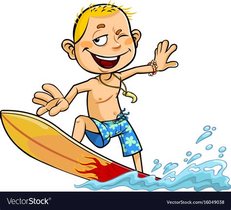 Boy On Surfboard Royalty Free Vector Image Vectorstock