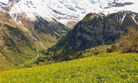 Premium Photo View Of Landscape In The Alps At Gimmelwald And Murren