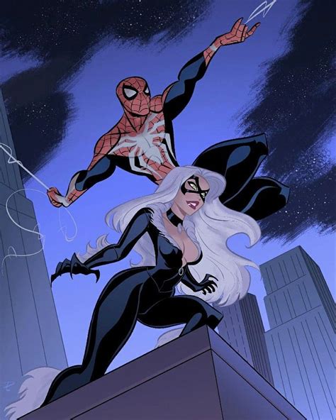 On The Prowl Swinging Into Action Spider Man And Black Cat Immar