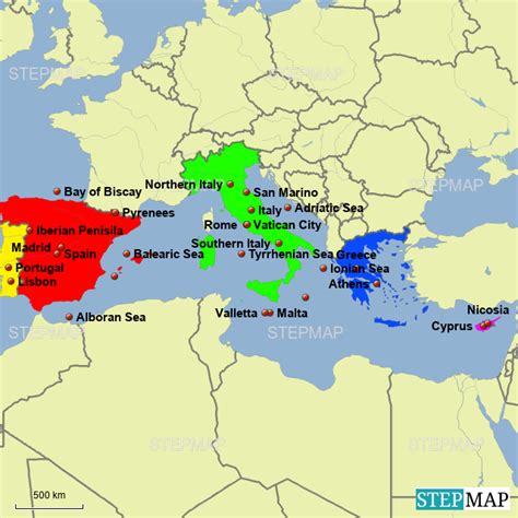 Stepmap Mediterranean Europe Or Southern Europe Landkarte Für Germany