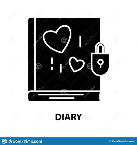 Diary Icon Black Vector Sign With Editable Strokes Concept