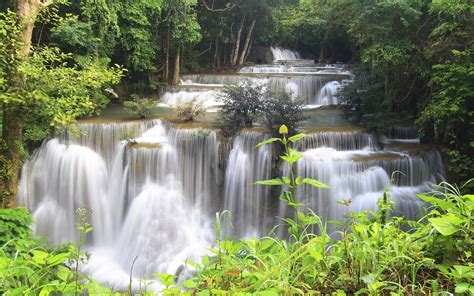 Thailand Forest Jungle River Waterfalls Stream Trees Wallpaper Nature And Landscape