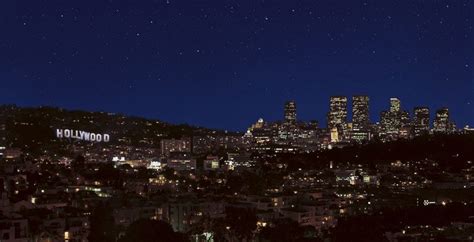 Hollywood Hills The Sign And Stars At Night