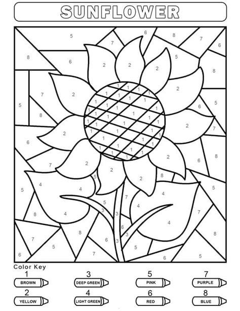 Sunflower Color By Number Coloring Page Download Print Or Color Online For Free