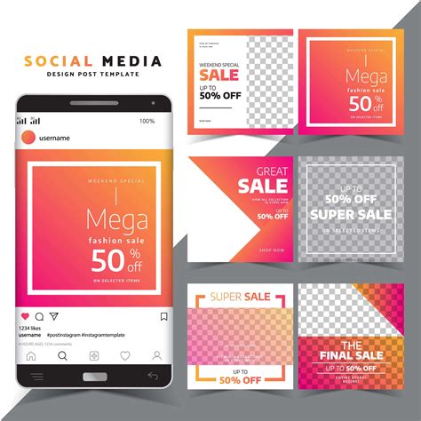 Set Of Social Media Post Templates 677680 Vector Art At Vecteezy