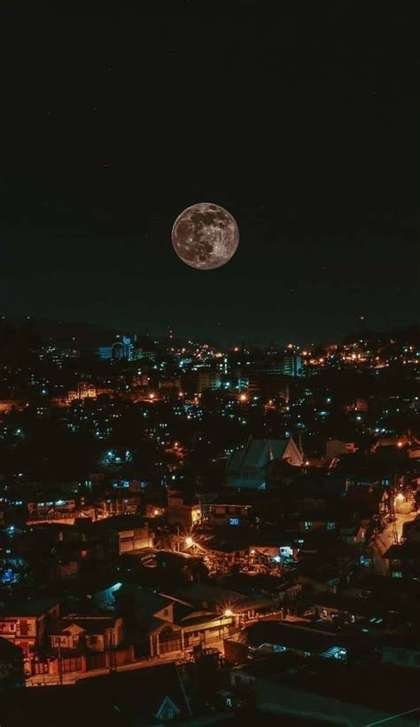 The Moon As Seen From Baguio City Philippines Night Scenery Sky