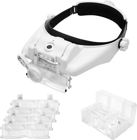 azfunn headband magnifier 1 5x to 13x with led light head mount magnifying glass