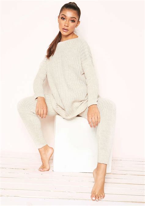Free shipping* for you to try on at your leisure. Anya Beige Knit Jumper Loungewear Set | Lounge wear ...