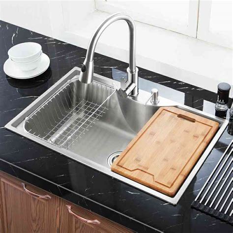 Modern Kitchen Sink Overmount 304 Stainless Steel Single Bowl Kitchen