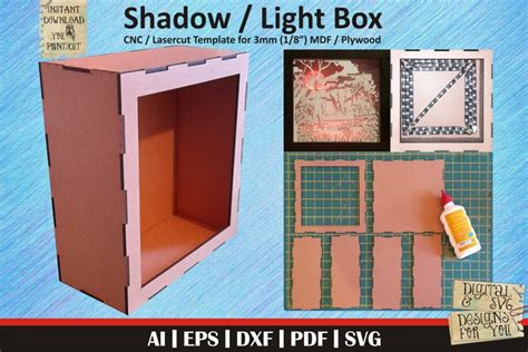 3D Shadow box 3mm MDF, plywood svg cnc or laser cut templat