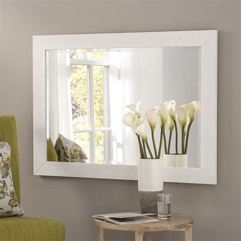 Yg214 White Rectangle Wall Mirror With Modern Flat Frame