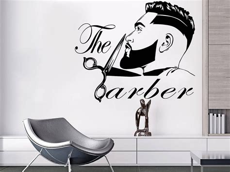 Barber Wall Decal Gentlemens Barber Shop Wall Decor Man Salon Etsy