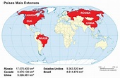Os cinco maiores países do mundo