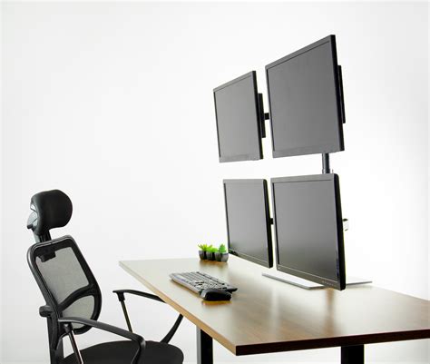 Vivo Quad Monitor Desk Stand Mount Freestanding Glass Base 4 Screens