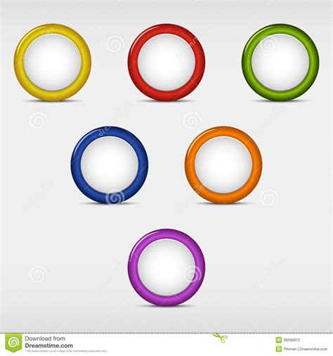 Set Of Colored Round Empty Buttons Stock Vector Illustration Of