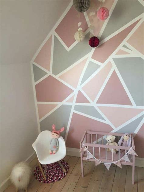 Paredes Con Diseños Geométricos Cuarto De Bebé Con Paredes Color Rosa
