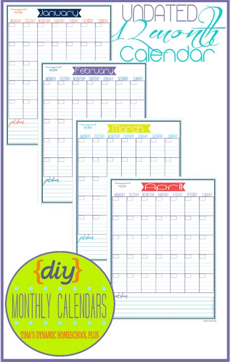 Diy Undated 12 Month Calendar Organized Planner