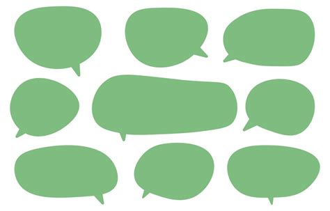Set Green Speech Bubbles On White Backgroundchat Vector And Doodle