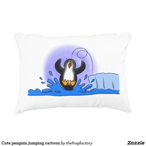 Cute Penguin Jumping Cartoon Decorative Pillow