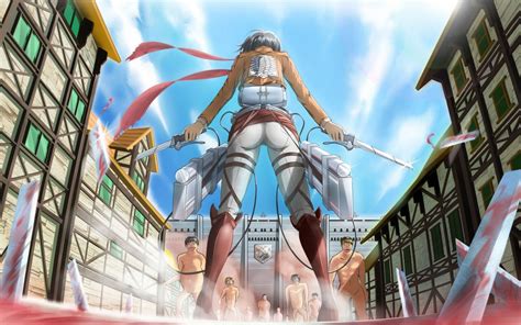 Hd Wallpaper Attack On Titan Girl Mikasa Swords Titans Ass