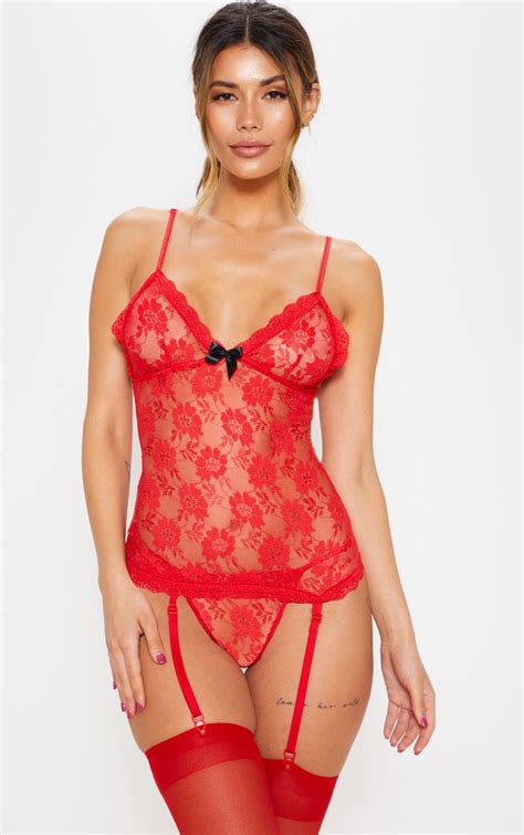 Ensemble Lingerie Rouge À Guêpière Lingerie PrettyLittleThing FR