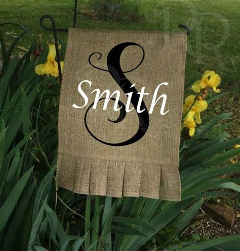 Burlap Monogram Garden Flag Ruffled Flag Holiday Yard Flag Campsite