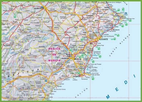 Region Of Murcia Tourist Map