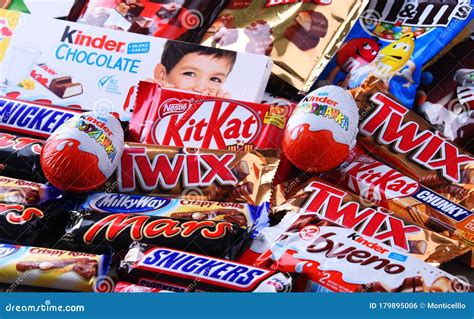 Variety Of Popular Brands Of Confectionery Products Editorial Photo