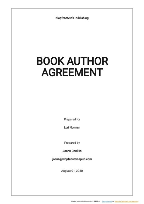 Author Agreement Templates Documents Design Free Download