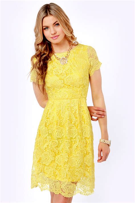 Pretty Yellow Dress Lace Dress Backless Dress 7000 Lulus