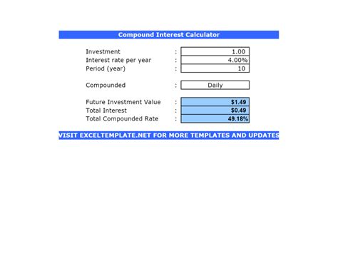 This calculator will help you quickly figure out how much. Compound Interest Calculator | Excel Templates | Excel ...