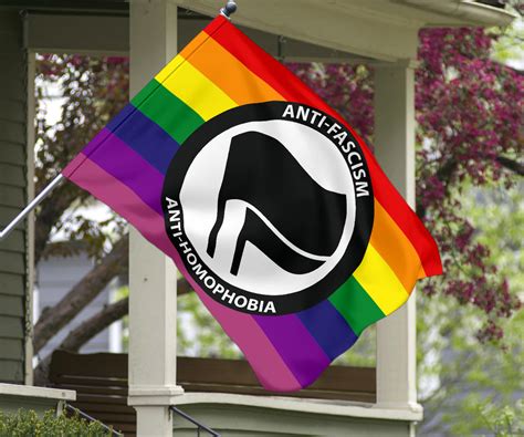 Antifa Anti Homophobia Flag LGBT Pride Anti Fascism Racism Anti Homoph