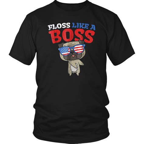 Floss Like A Boss Dance Shirt Pug Flossing Dog 4th Of July Dance Shirts