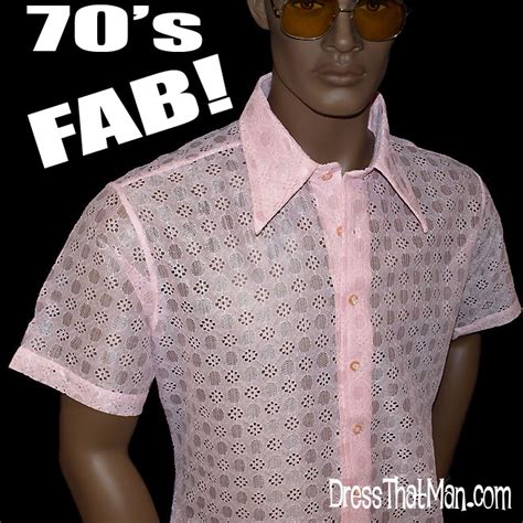 70s Super Sexy Butterfly Collar Pink Disco Shirt Mens L Xl Dressthatman