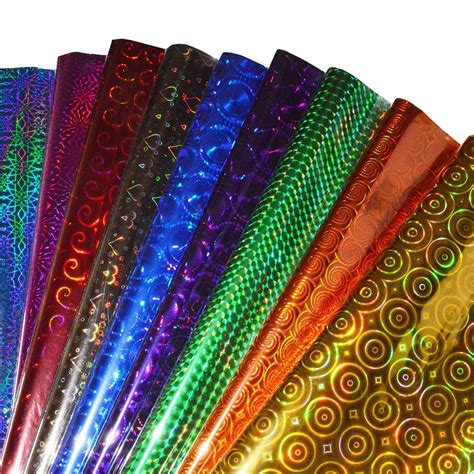Kuber Selection Pack Of 50 Sheets Plastic Holographic Metallic Colour