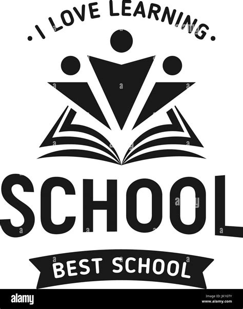 School Logo Vector Monochrome Vintage Style Design Educational