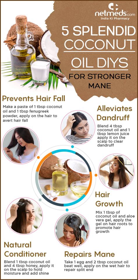 Coconut Oil 5 Amazing Coconut Oil Diy Recipes For Lustrous And Healthier Hair Infographic