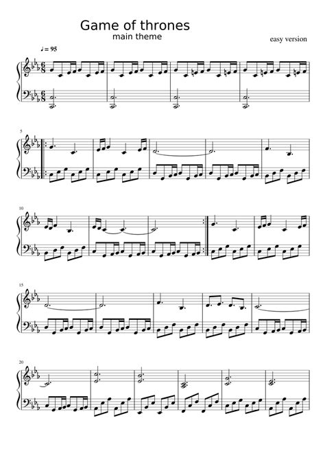 850 x 1100 png 55 кб. Game of thrones main theme easy version sheet music for ...