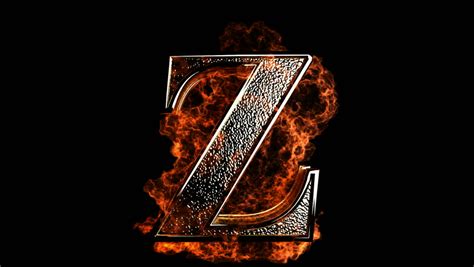 Fiery Letter Z Burning In Loop With Particles Stock Footage Video