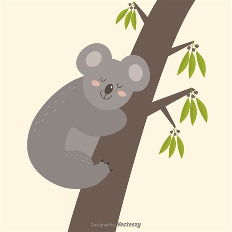 Cute Australian Koala Sleeping In A Gum Tree Vector 168100 Vector Art 727