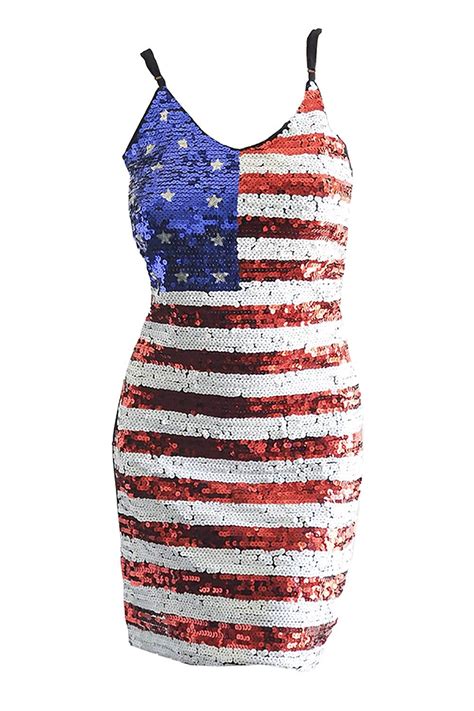 buy arsimus usa stars and stripes american flag patriotic sequins bodycon dress 4th of july s m