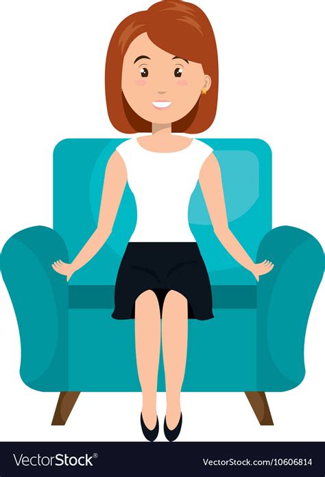 Avatar Woman Sitting On Couch Royalty Free Vector Image