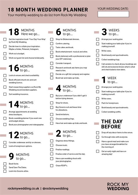 18 Month Wedding Planning Checklist Because Lists Are Life
