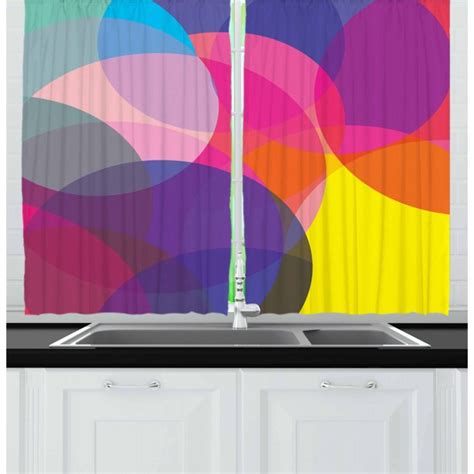 Geometric Curtains 2 Panels Set Abstract Colorful Circles Pattern