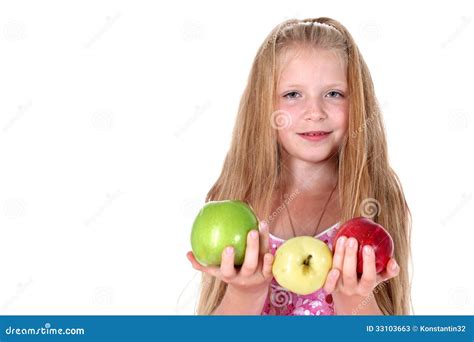 Girl With Apple Stock Image Image Of Dream Apple Enjoy 33103663