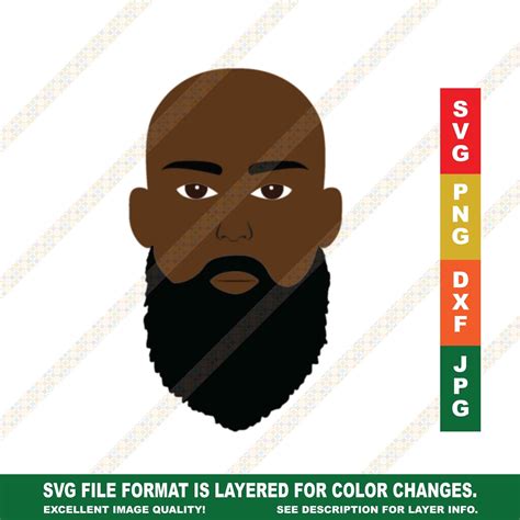 Bald Black Man With Beard Svg Cricut Or Silhouette Cut File Etsy