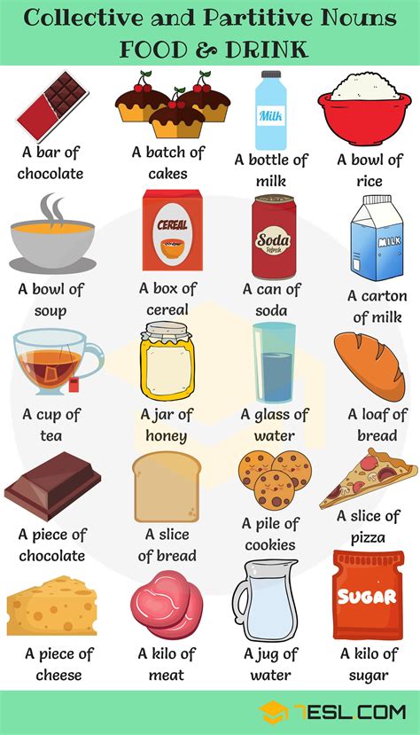 Useful Collective Nouns For Food And Drinks • 7esl English Vocabulary