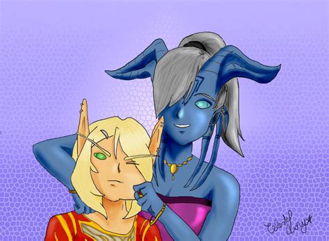 Blood Elf And Draenei By Celeste Lory On DeviantArt